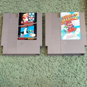 Nintendo NES Game Cartridges - Super Mario Bros. & Super Mario Bros. 2 - Gray